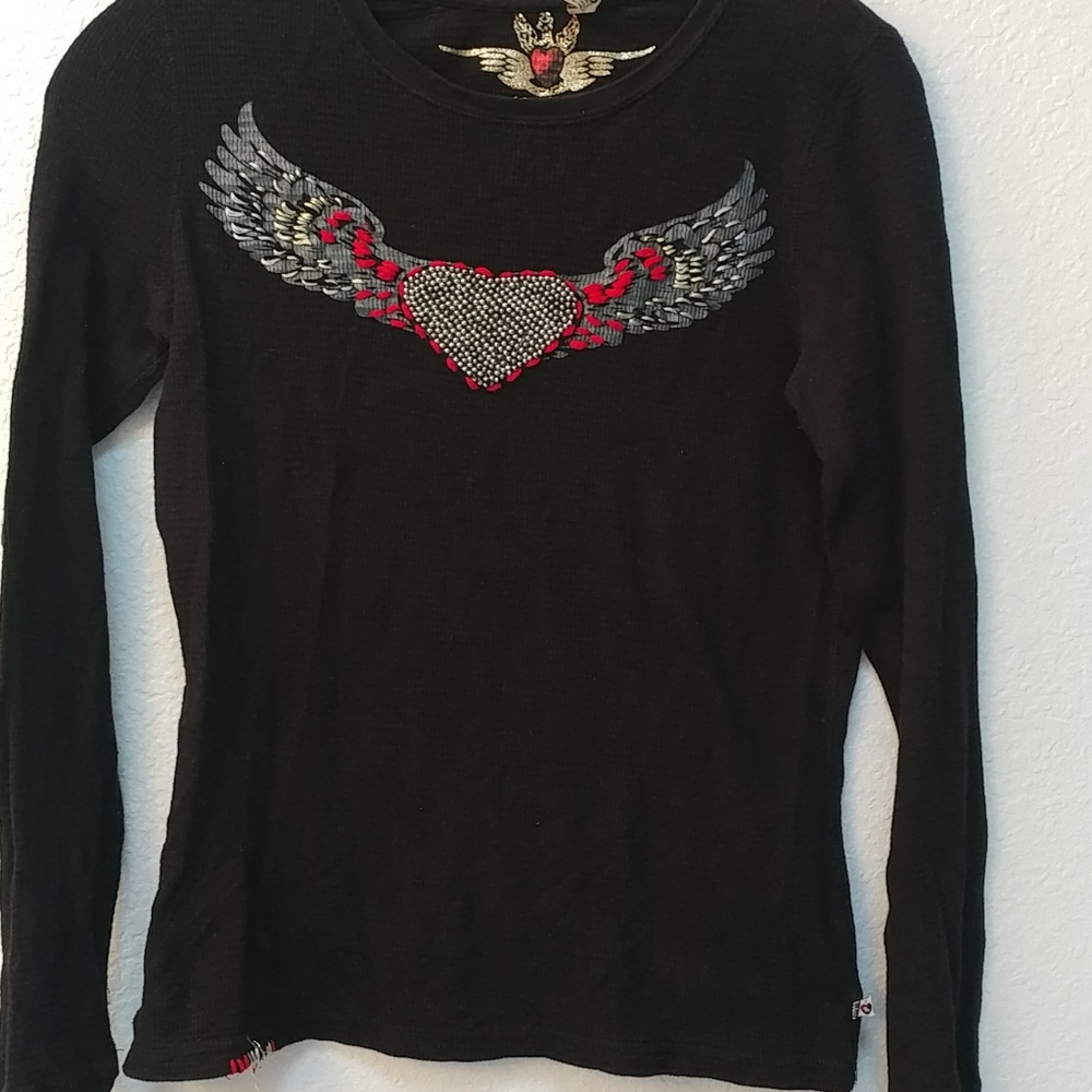 Twisted Heart Black thermal long sleeve t shirt